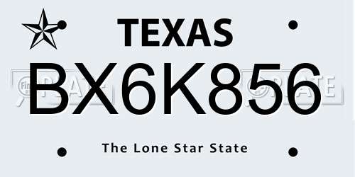 BX6K856 Texas License Plate