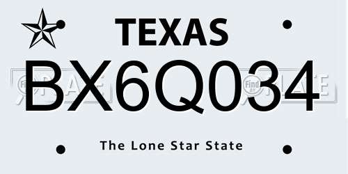BX6Q034 Texas License Plate