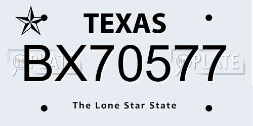 BX70577 Texas License Plate