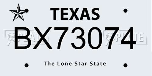 BX73074 Texas License Plate