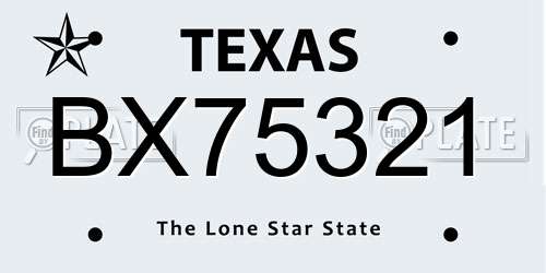 BX75321 Texas License Plate