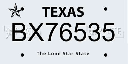BX76535 Texas License Plate