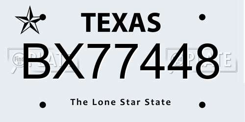 BX77448 Texas License Plate