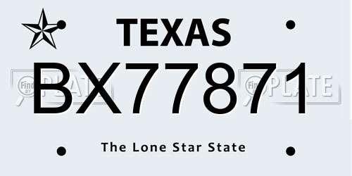 BX77871 Texas License Plate