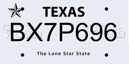 BX7P696 Texas License Plate
