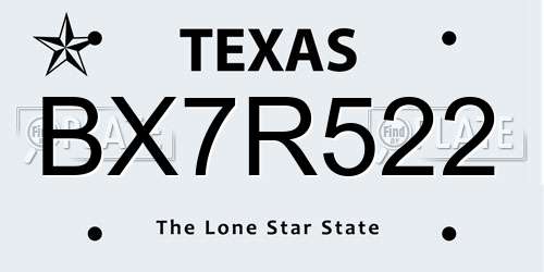 BX7R522 Texas License Plate