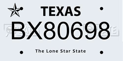 BX80698 Texas License Plate