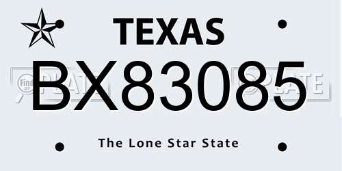 BX83085 Texas License Plate