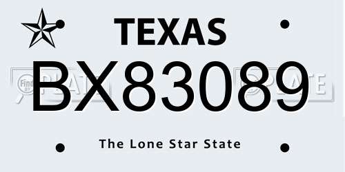 BX83089 Texas License Plate