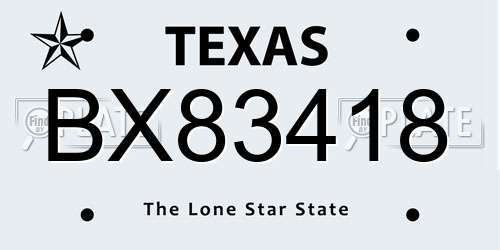 BX83418 Texas License Plate