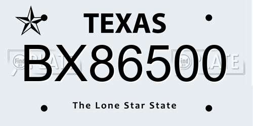 BX86500 Texas License Plate