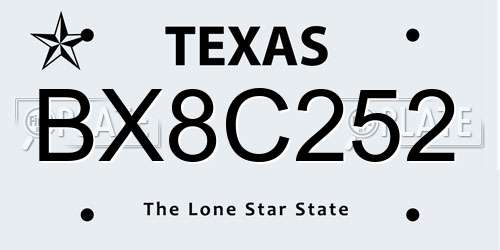 BX8C252 Texas License Plate