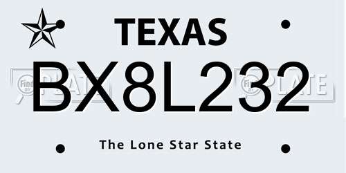 BX8L232 Texas License Plate