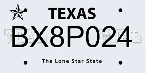 BX8P024 Texas License Plate