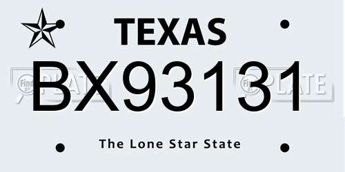 BX93131 Texas License Plate
