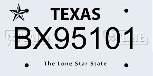 BX95101 Texas License Plate