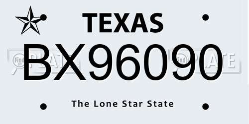 BX96090 Texas License Plate