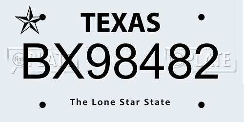 BX98482 Texas License Plate