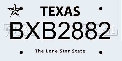 BXB2882 Texas License Plate
