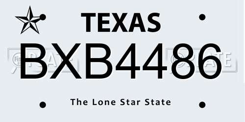 BXB4486 Texas License Plate