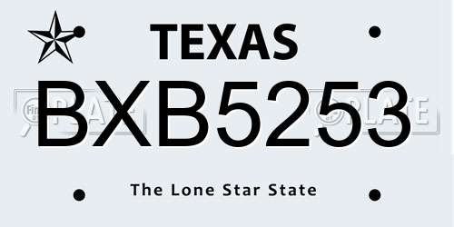 BXB5253 Texas License Plate