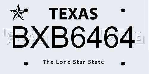 BXB6464 Texas License Plate