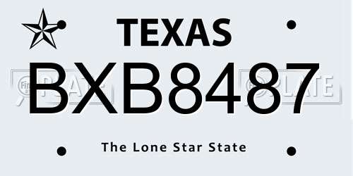 BXB8487 Texas License Plate