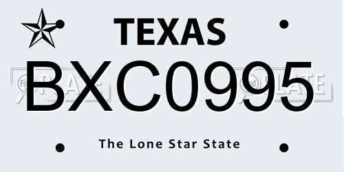 BXC0995 Texas License Plate