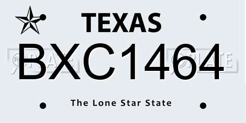 BXC1464 Texas License Plate