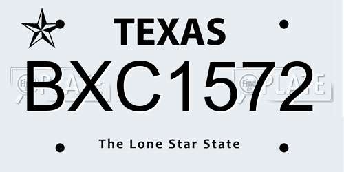 BXC1572 Texas License Plate