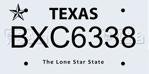 BXC6338 Texas License Plate