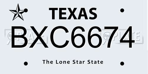 BXC6674 Texas License Plate