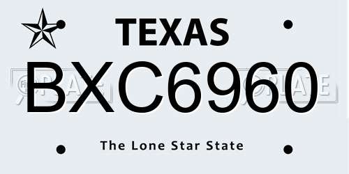 BXC6960 Texas License Plate