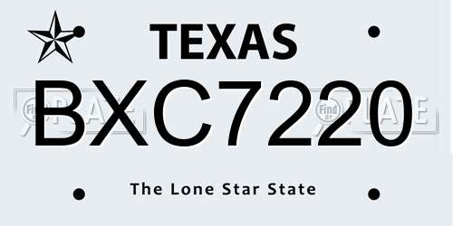 BXC7220 Texas License Plate