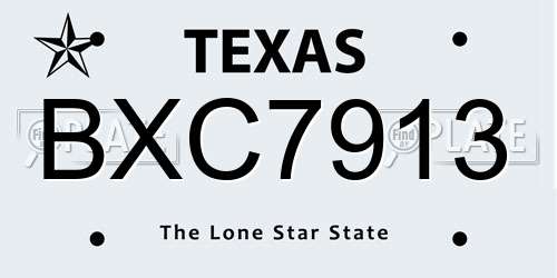 BXC7913 Texas License Plate