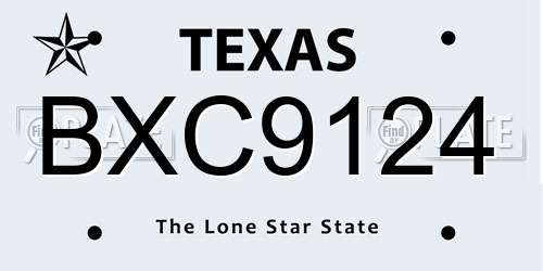 BXC9124 Texas License Plate