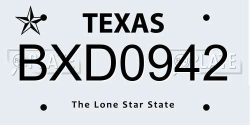 BXD0942 Texas License Plate