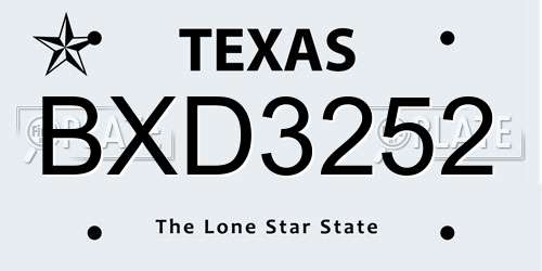 BXD3252 Texas License Plate