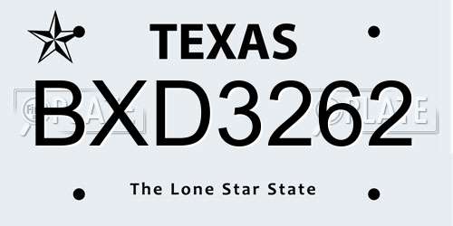 BXD3262 Texas License Plate