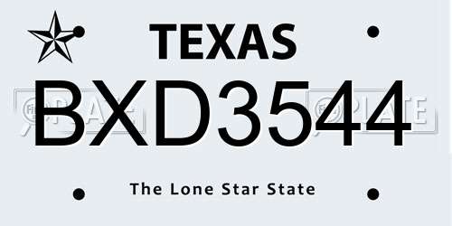 BXD3544 Texas License Plate