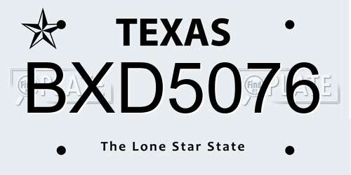 BXD5076 Texas License Plate