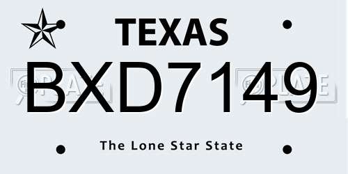 BXD7149 Texas License Plate