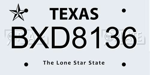 BXD8136 Texas License Plate