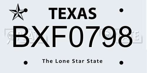 BXF0798 Texas License Plate