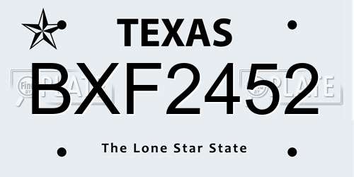 BXF2452 Texas License Plate