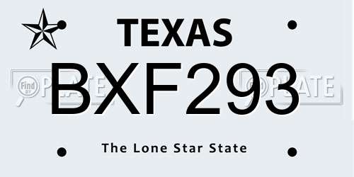 BXF293 Texas License Plate