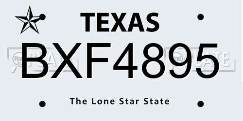 BXF4895 Texas License Plate