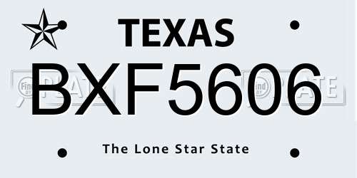 BXF5606 Texas License Plate