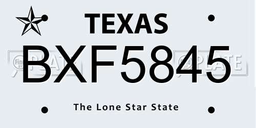 BXF5845 Texas License Plate