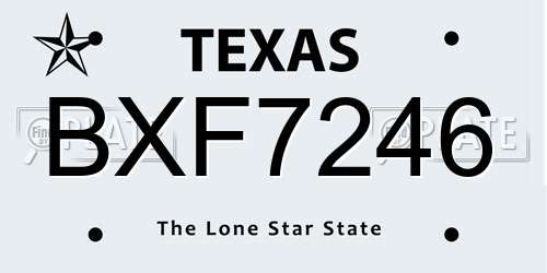 BXF7246 Texas License Plate